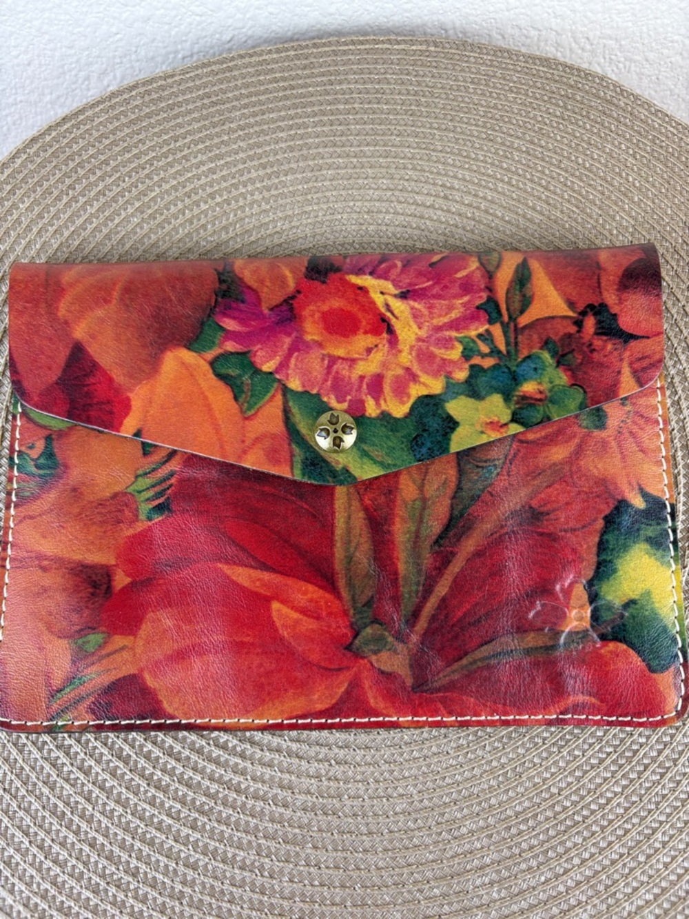PATRICIA NASH HERITAGE FLORAL Tech Portfolio Mini ITALIAN LEATHER CLUTCH CASE